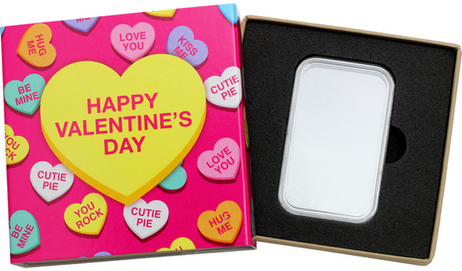 SilverTowne Natural Kraft Paper Gift Box with Candy Hearts Box Sleeve